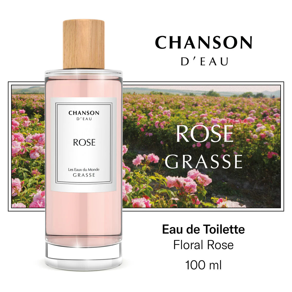 Chanson D’Eau Rose Eau de Toilette. Natural Spray for Women 100ml.