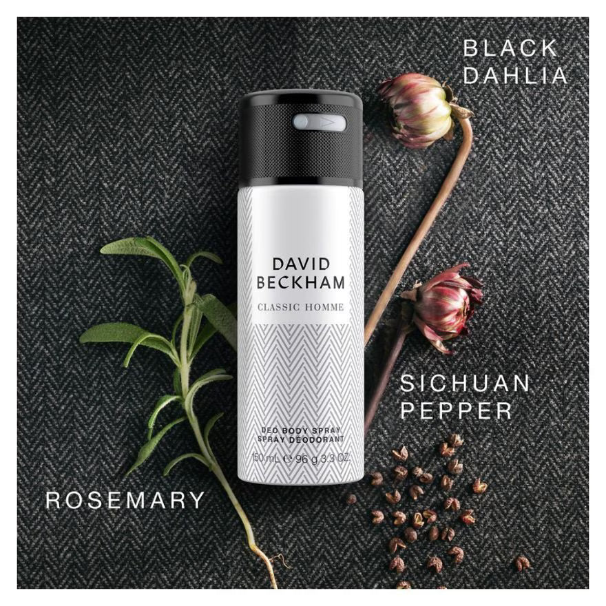David Beckham Classic Homme Deodorant Body Spray 150ml for Men